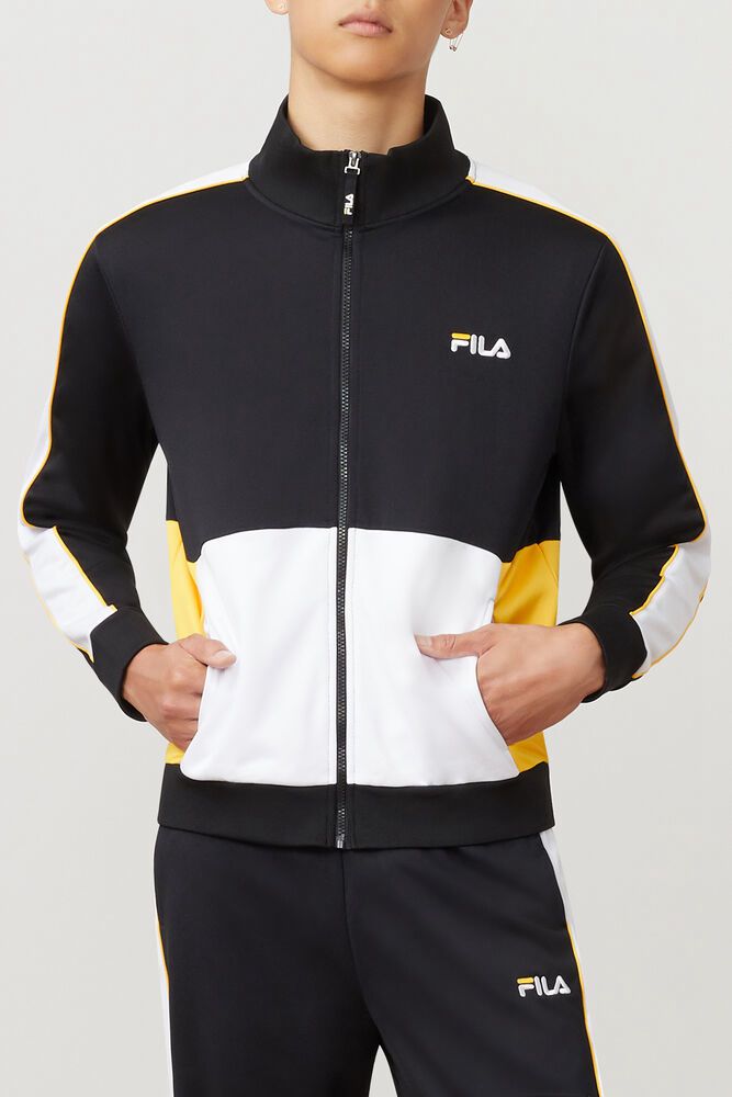 Fila Jacket Michele Mens Black/White - India VDL-149306